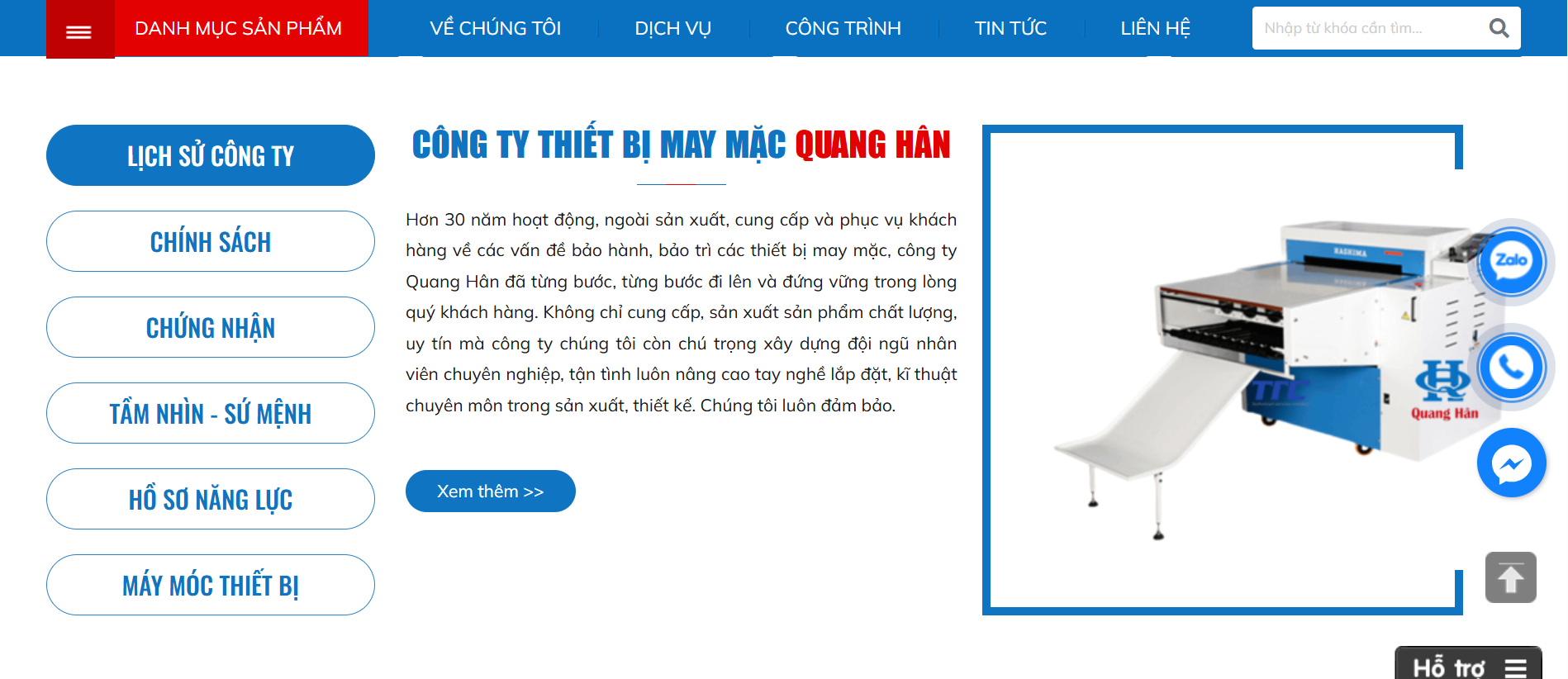 Thiết Kế Website Máy Móc Thiết Bị Ngành May